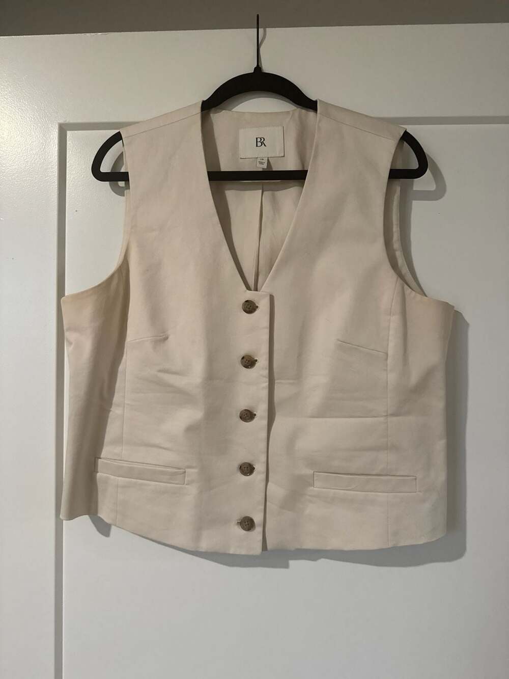 Banana Republic Tan Button-Down Linen-Blend Suit Vest
